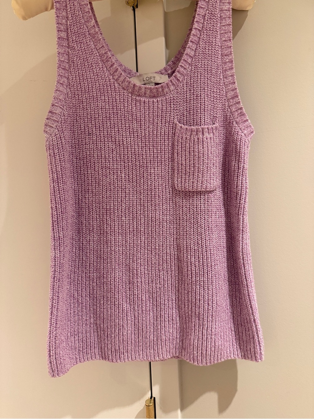 LOFT Lavender Ribbed Knit Tank with Pocket